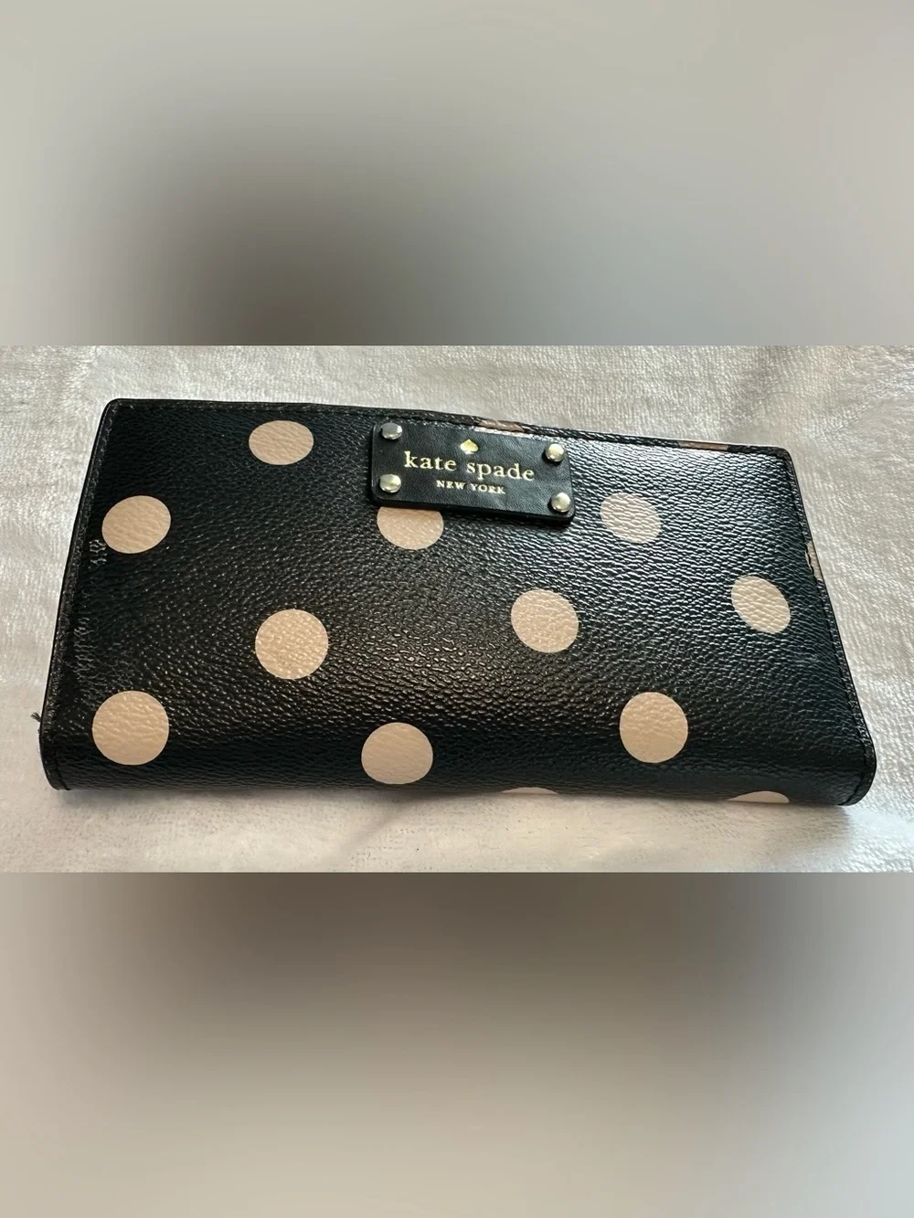 kate spade Camryn Wellesley Black & Cream Polka Dot Handbag W/ Matching Wallet